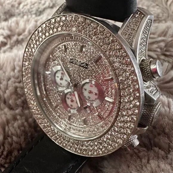 Don&Co Bold & Brilliant - Men’s Oversized Diamond Watch with Leather Strap
